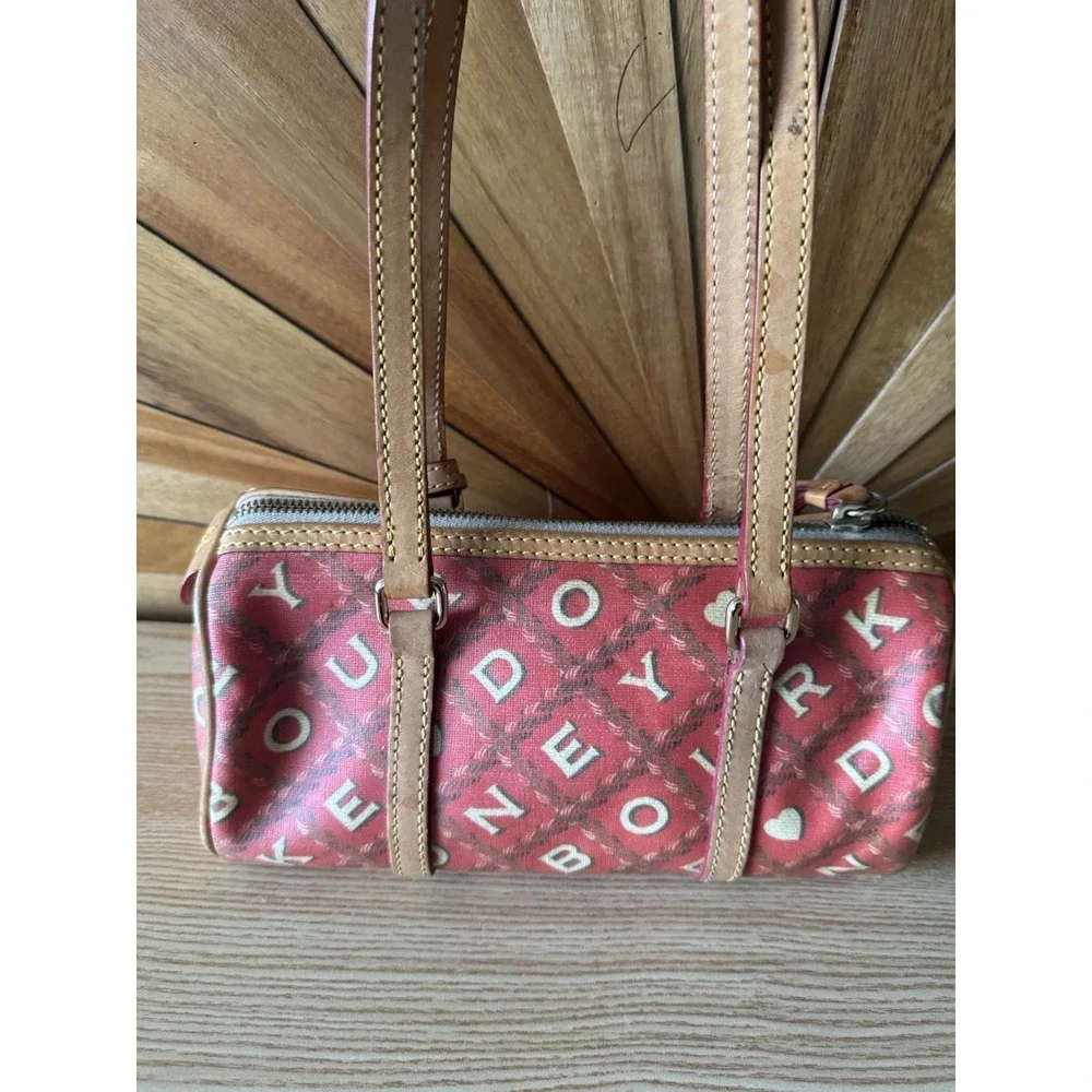Dooney & Bourke Y2K Vintage Crossword Barrel Handbag Purse EUC Hearts‎  Rare.